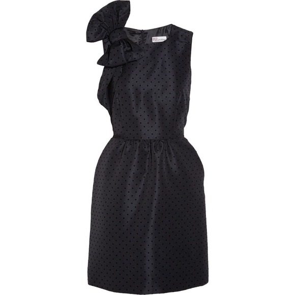 RED Valentino Bow Embellished Polka Dot Sleeveless A-Line Mini Dress  Navy 8 / M - Picture 8 of 9